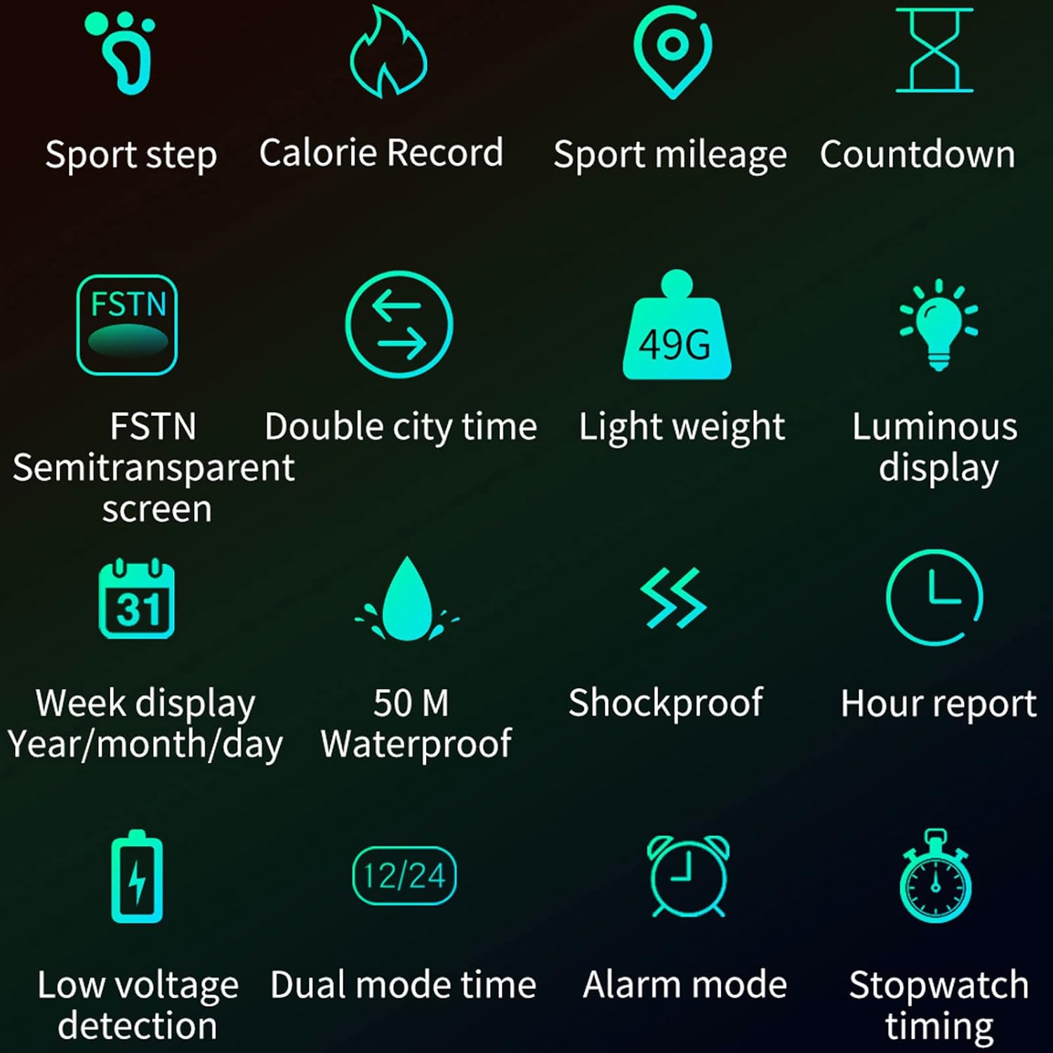 Step Counter Fitness Tracker Watches for Men, Men's Digital Sports Yellow Watch IP68 Waterproof with Pedometer Calorie Dual Time Countdown Stopwatch, Tactical Military Outdoor Survival Hiking, Blue, - Image 8