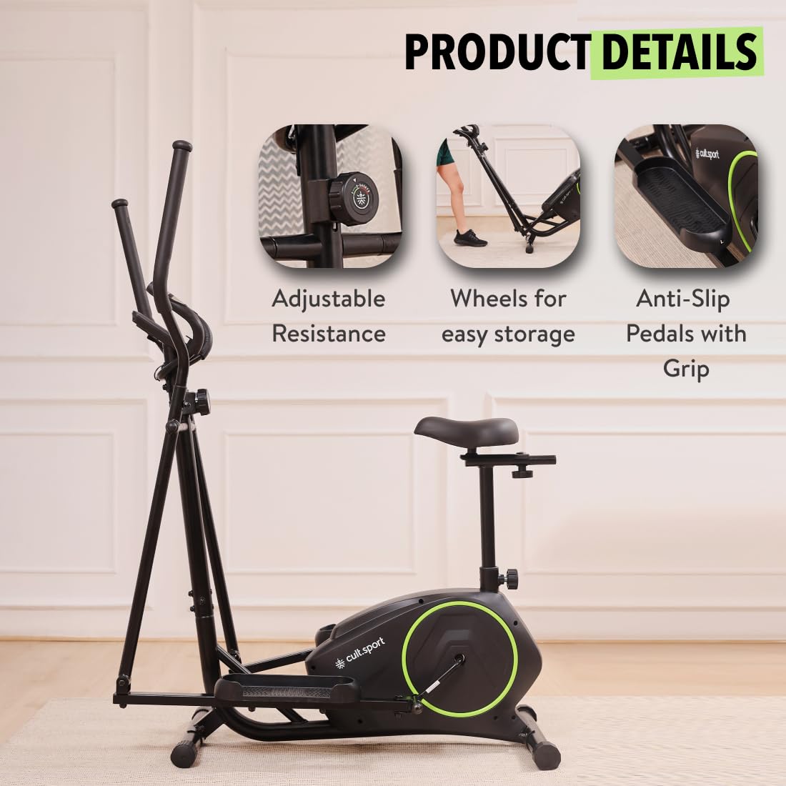 Cult.Sport smartcross Bern Elliptical Cross Trainer | Adjustable Seat | Max Weight: 120kg for Home Gym Fitness with 6 Months Warranty - Image 6