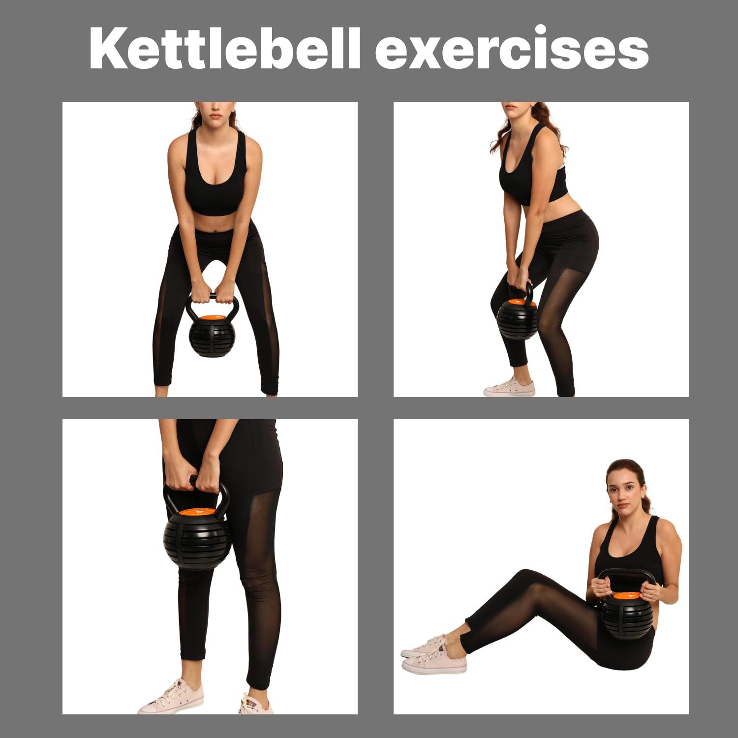 Burnlab Adjustable Kettlebell with 7 Weight Levels from 10-40 lbs. Perfect for Abs, Arms, Legs, (9 KG (White & Black)) - Image 7