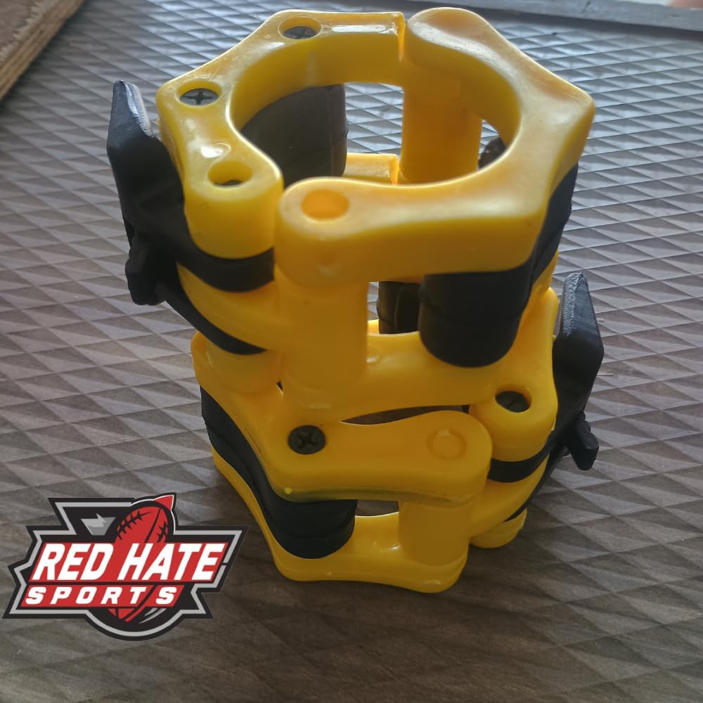 Red Hate Sport Olympic Barbell Clamps Collars Quick Release Pair Weight Clips. - Image 3