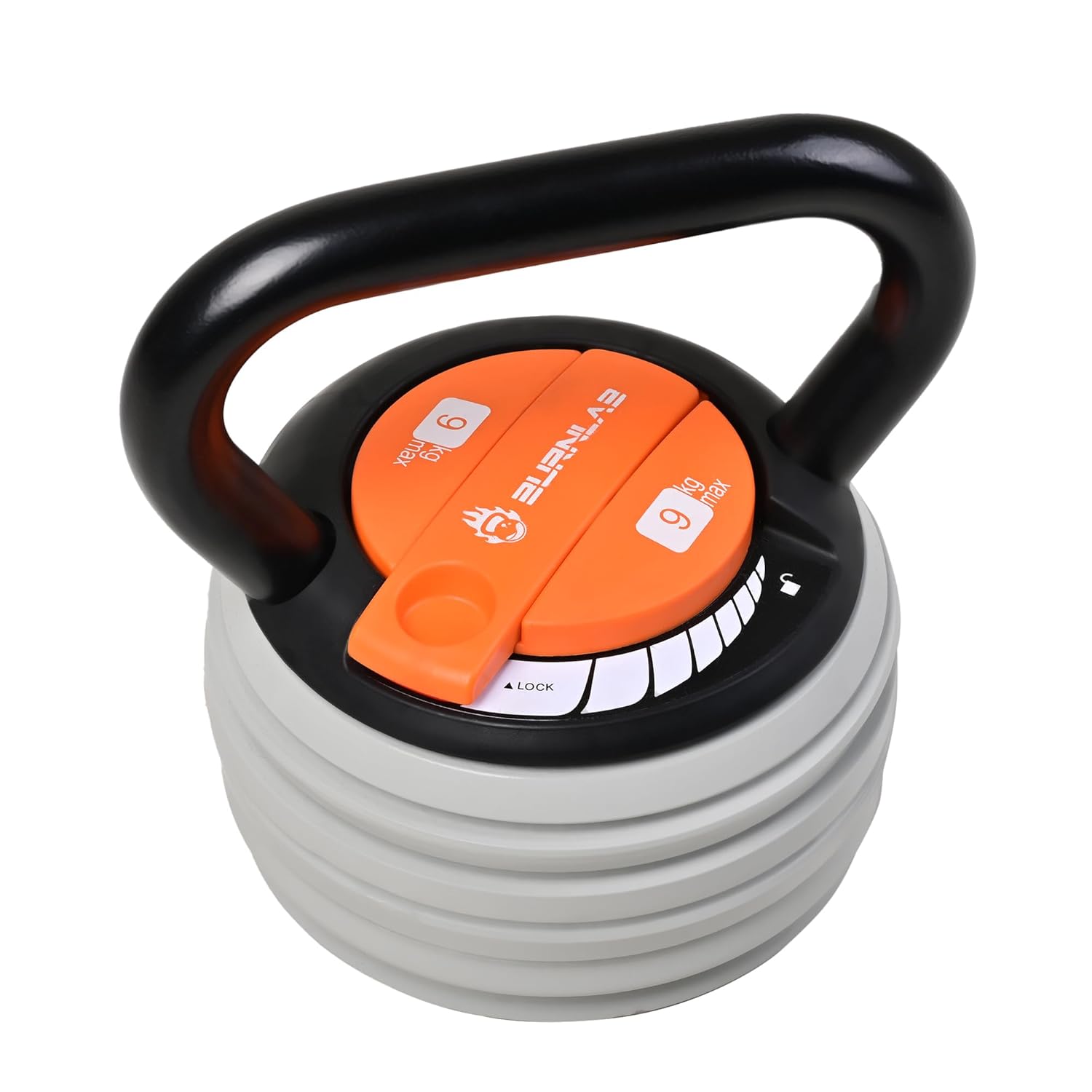 Burnlab Adjustable Kettlebell with 7 Weight Levels from 10-40 lbs. Perfect for Abs, Arms, Legs, (9 KG (White & Black)) - Image 2