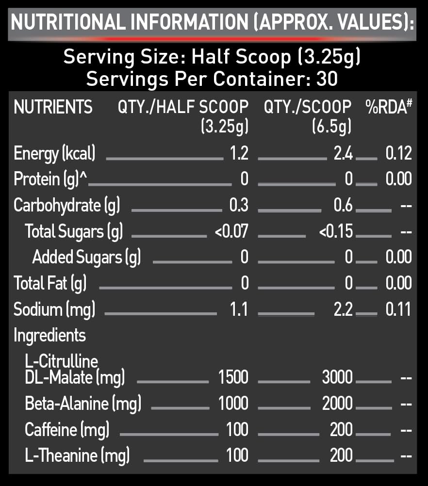 MuscleBlaze Pre Workout 200 Xtreme (Fruit Punch, 15 Servings, 100g) | 200mg Caffeine, 200mg Theanine, 2000mg Beta Alanine, 3000mg Citrulline - Image 8