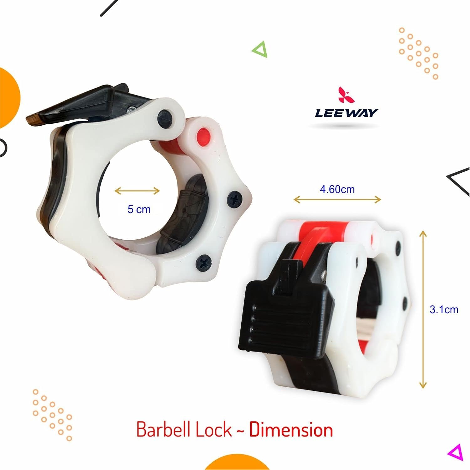 Leeway Olympic Barbell Clamps 2 inch Quick Release Pair of Locking 50 mm/2" Pro Olympic Weight Bar Plate Locks Collar Clips for Workout Weightlifting Fitness Training| Olympic Bar Collar| Barbell Lock - Image 3