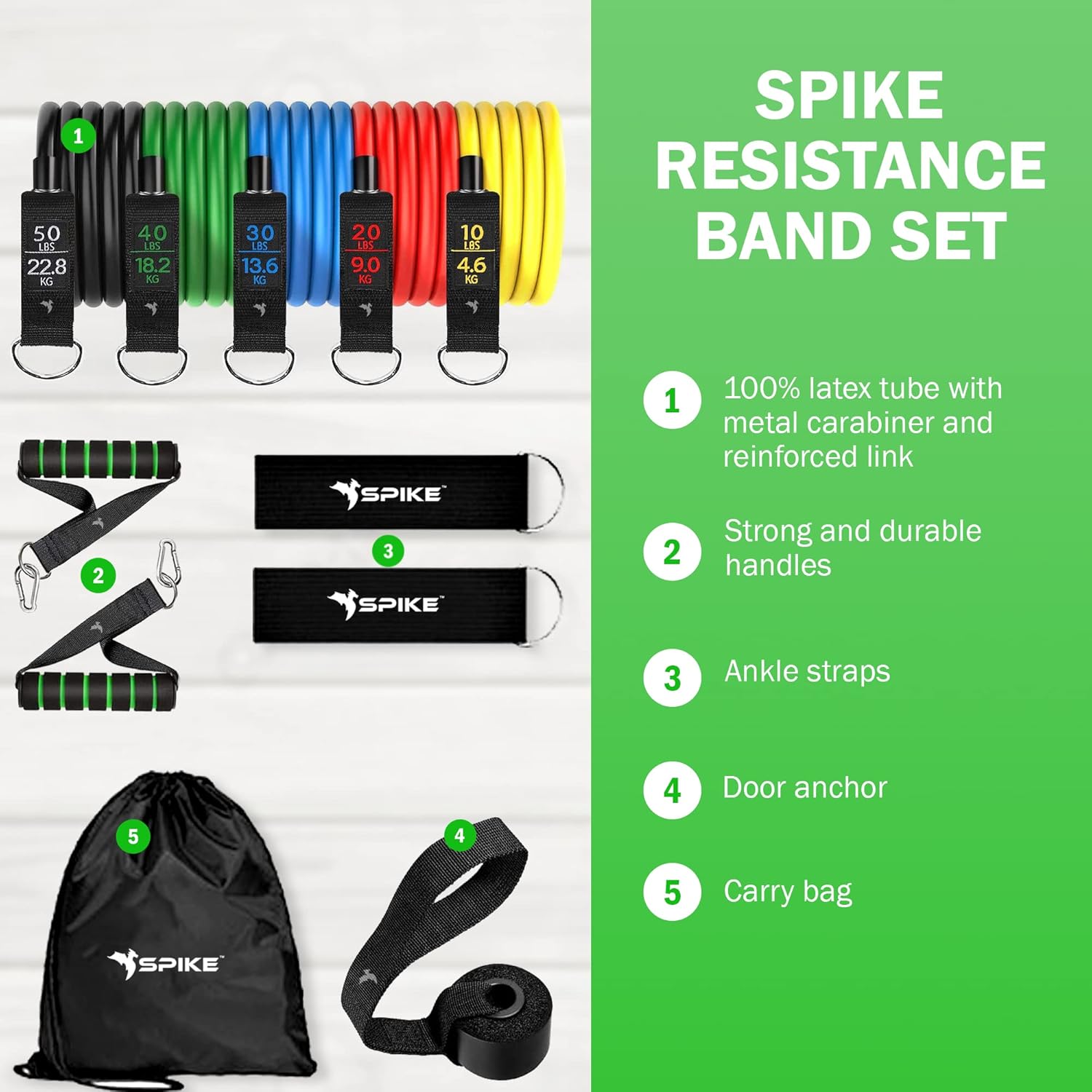 Spike Latex Resistance Band Set 11 in 1 for Men and Women for Home and Gym Exercise Pull Up Toning Bands (Spike Resistance Band Kit) - Image 4
