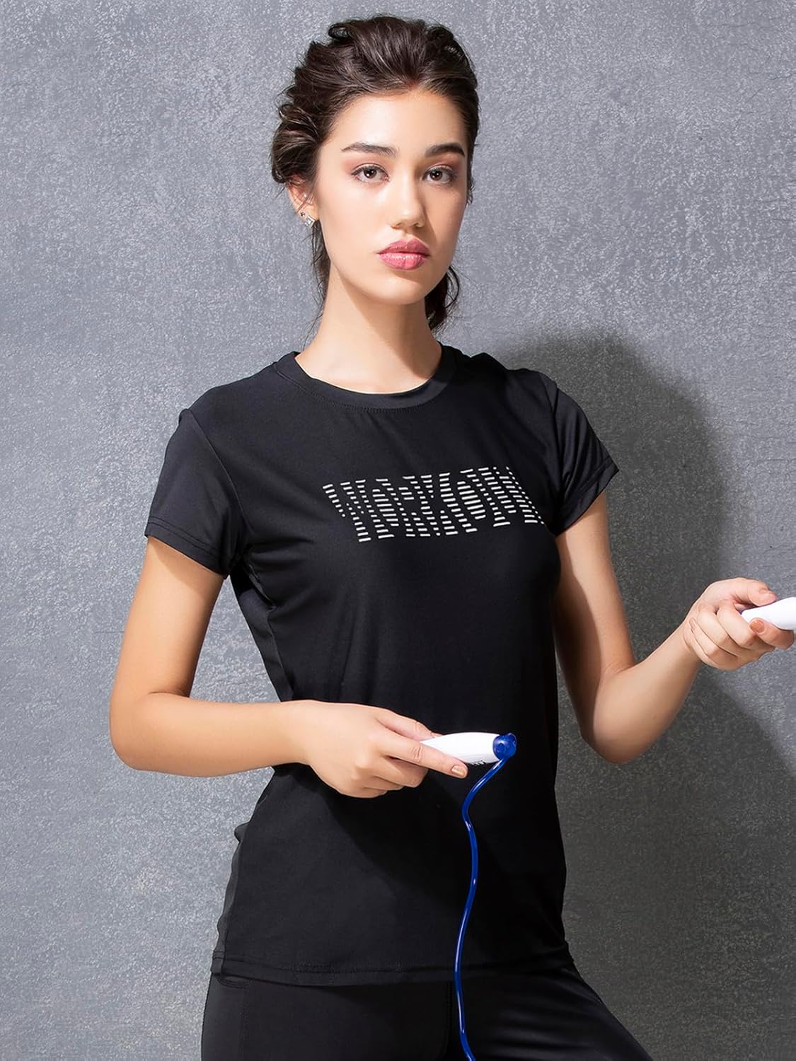 Clovia Women's Gym/Sports Text Print Activewear Regular Fit T-Shirt - Image 5