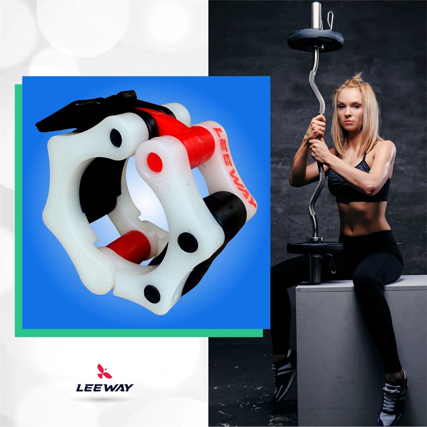 Leeway Olympic Barbell Clamps 2 inch Quick Release Pair of Locking 50 mm/2" Pro Olympic Weight Bar Plate Locks Collar Clips for Workout Weightlifting Fitness Training| Olympic Bar Collar| Barbell Lock - Image 8