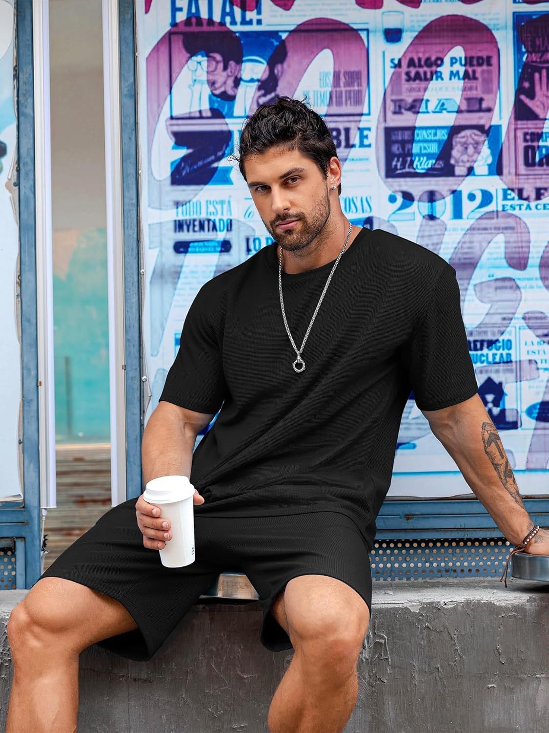 Vogaan Men's T-Shirt and Shorts Set | Top & Shorts Night Suits Set | Night Wear for Men - Image 5