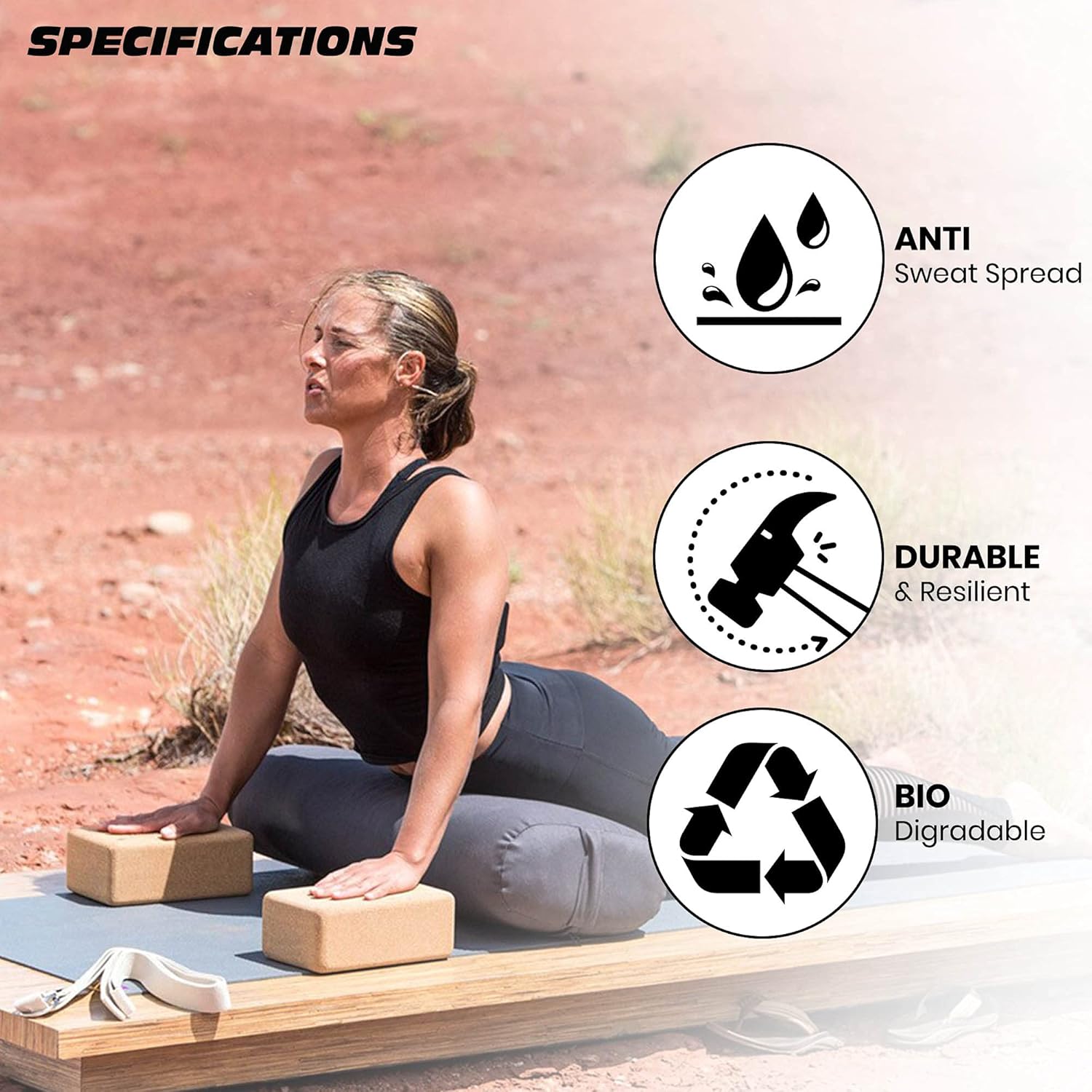Cork Yoga Bricks set of 2 | Yoga Blocks | Eco-Friendly | Non-Slip | Lightweight & Durable | Props for Balance, Stability, Flexibility & Support | Ideal for Pilates, Stretching & Meditation - Image 4