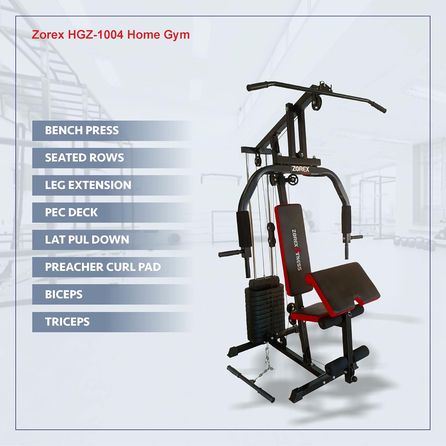 Fitness Multi Home Gym Multiple Muscle Workout Exercise Machine Chest Biceps Shoulder Back Triceps Legs for Men at Home, 60kg Weight Stack, Made in India (HGZ-1004) - Image 6