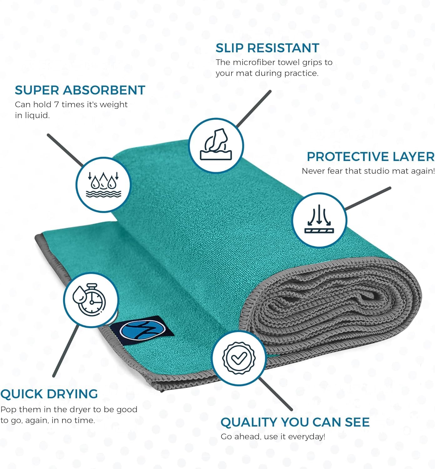Towel 24 x 72 - Microfiber Non Slip Yoga Mat Towel - Skidless Grip, Ultra Soft and Sweat Absorbent - Image 4