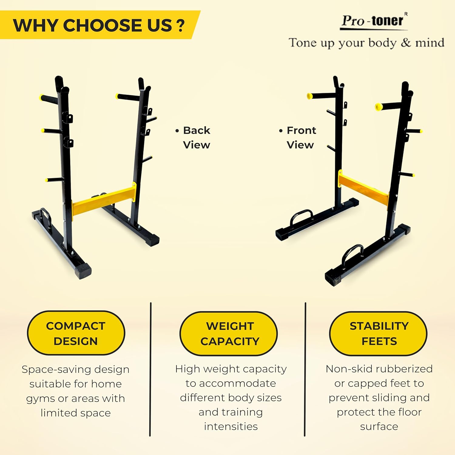 Protoner 4 in 1 Dip stand, bar holder, plate holder and push up stand for home gym fitness - Image 5