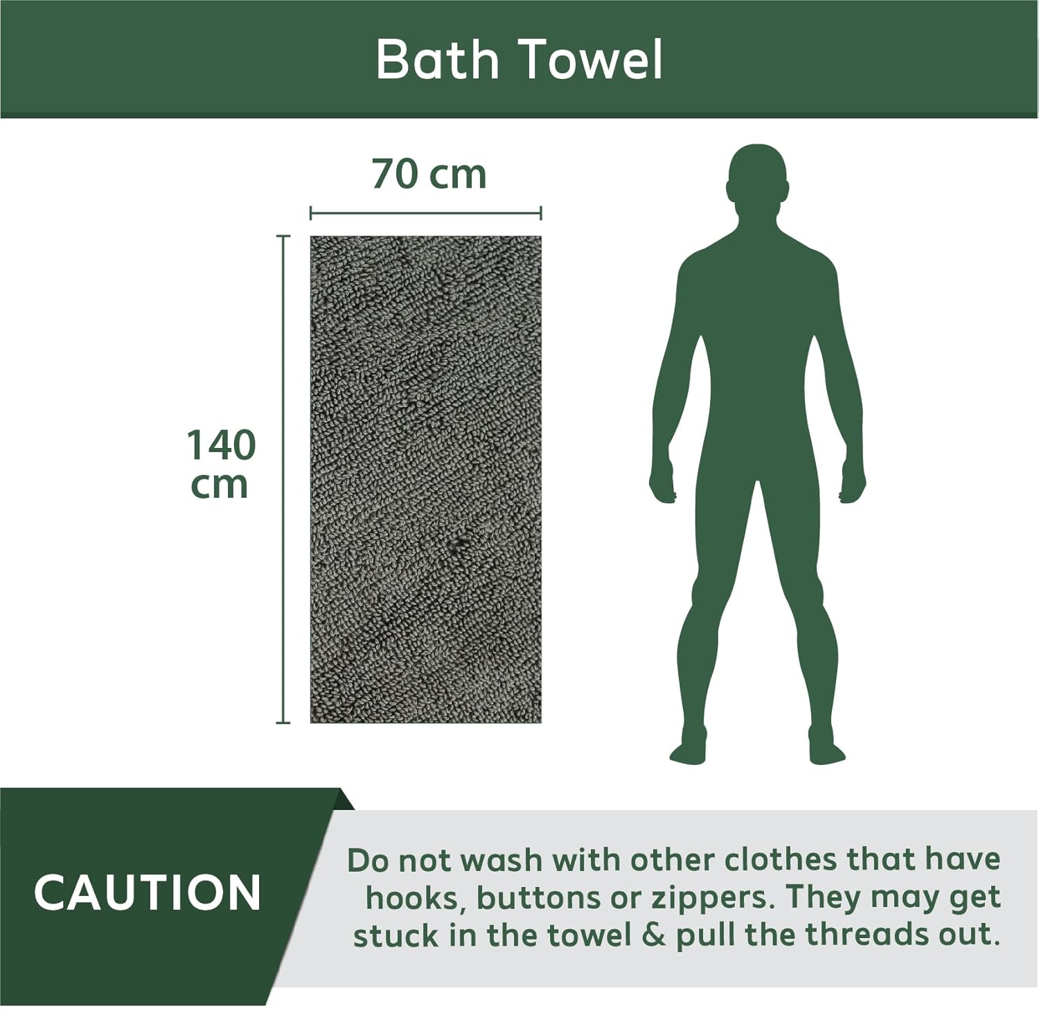 HEELIUM Bamboo Bath Towel | Lightweight & Quick Drying | Ultra Absorbent Towel | 140 x 70 cm - 400 GSM | Pack of 2 - Iris, Grey - Image 5