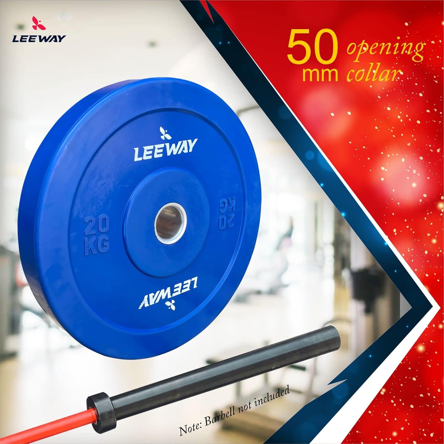 LEEWAY Color Rubber Bumper Plates 2.0, (60kg combo)| Olympic Weightlifting Gym Rubber Bumper Weight Plates| Olympic Barbell Weight Plate| Standard 2inch/50mm Weight Plate (60kg Set(5X2+10X2+15X2)) - Image 5