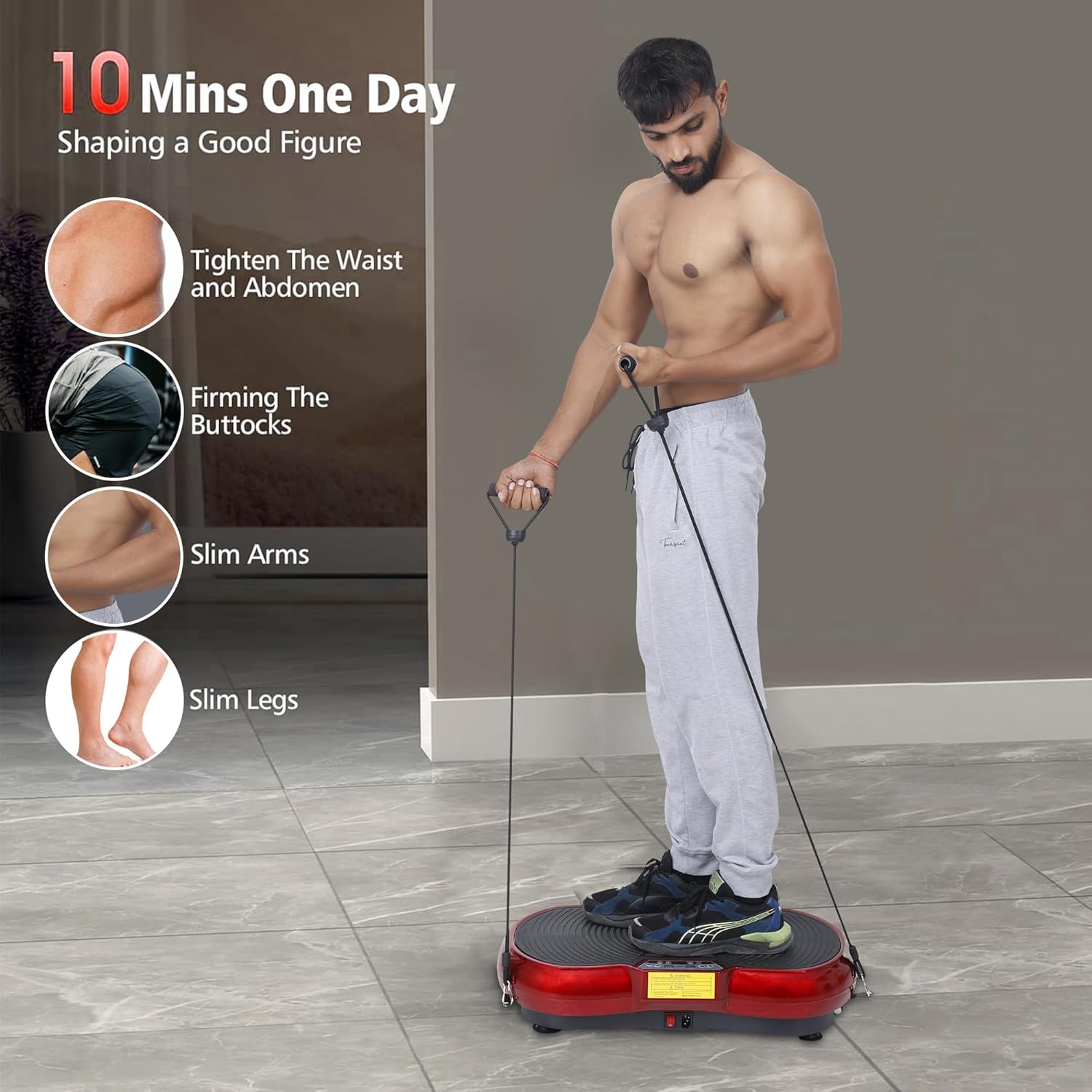 SOBO Crazy Fit Vibration Plate for Home Weight Loss Exercise Machine with Different Programs Full Body Exercise Oscillation Fitness Workout 1 Year Warranty - Image 4