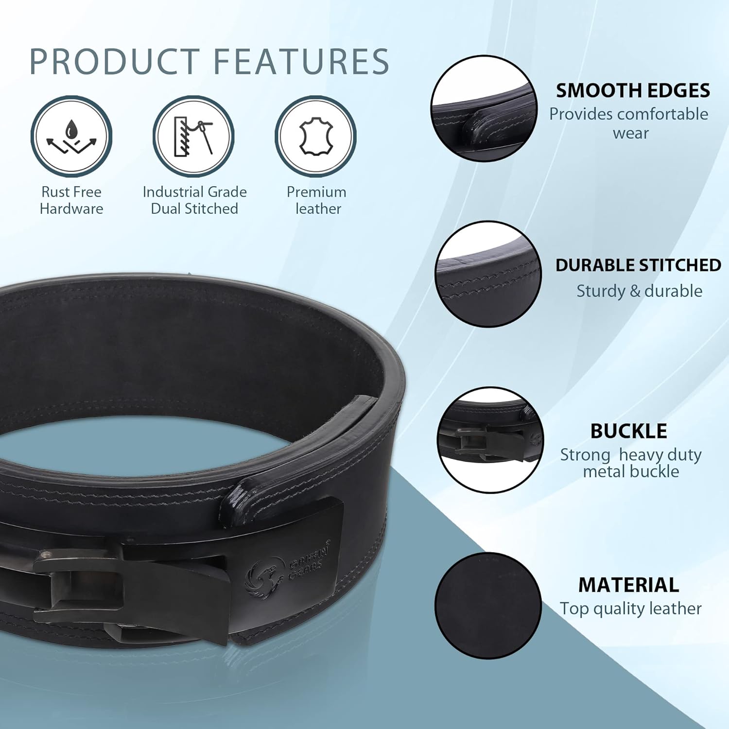 Powerlifting Lever Gym Extreme Heavy Duty Genuine Leather Belts-Squats Deadlifts Bodybuilding Weight Lifting Strongman for Men (Medium 32-41 Inch), 10MM Black) - Image 6