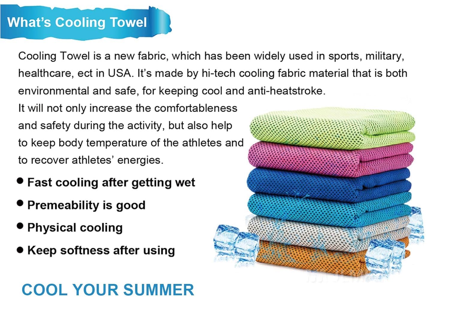 2 Pack Cooling Towel, Soft Breathable Chilly Towel, Ice Towel, Microfiber Towel for Yoga, Sport, Running, Workout,Gym, Camping, Fitness, Workout & More Activities(Multicolor),(40"x12") Inches. - Image 4