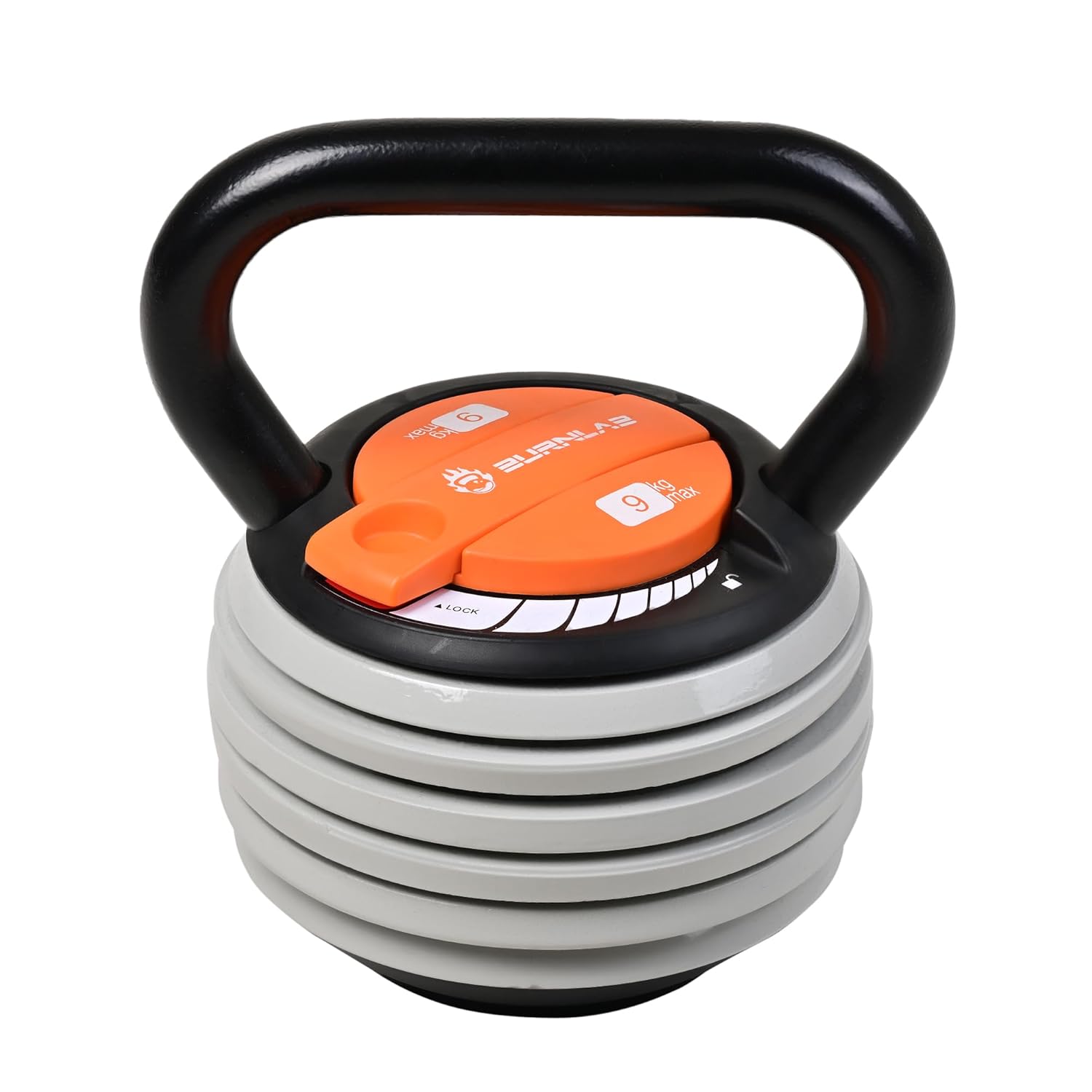 Burnlab Adjustable Kettlebell with 7 Weight Levels from 10-40 lbs. Perfect for Abs, Arms, Legs, (9 KG (White & Black)) - Image 6