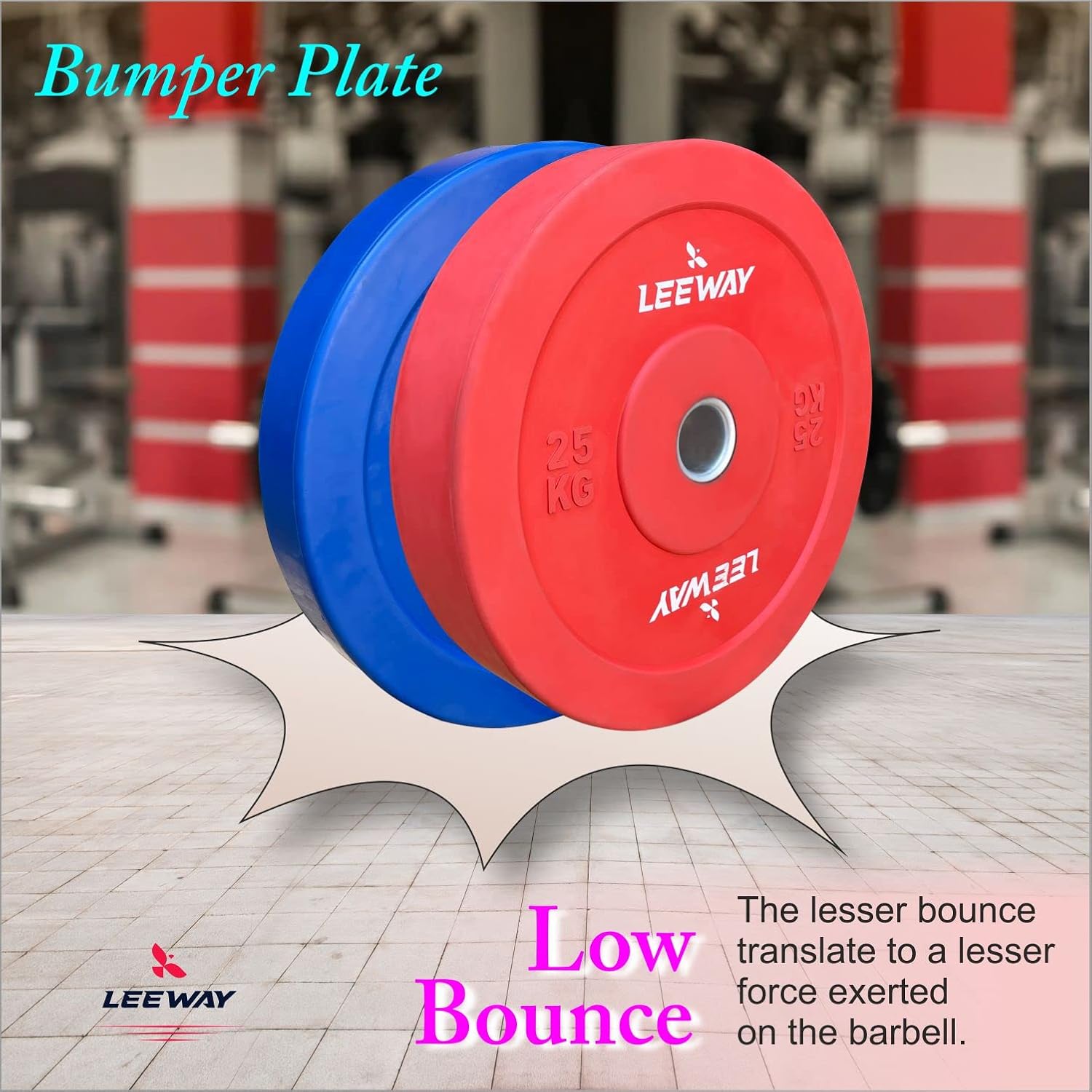 LEEWAY Color Rubber Bumper Plates 2.0, (60kg combo)| Olympic Weightlifting Gym Rubber Bumper Weight Plates| Olympic Barbell Weight Plate| Standard 2inch/50mm Weight Plate (60kg Set(5X2+10X2+15X2)) - Image 6