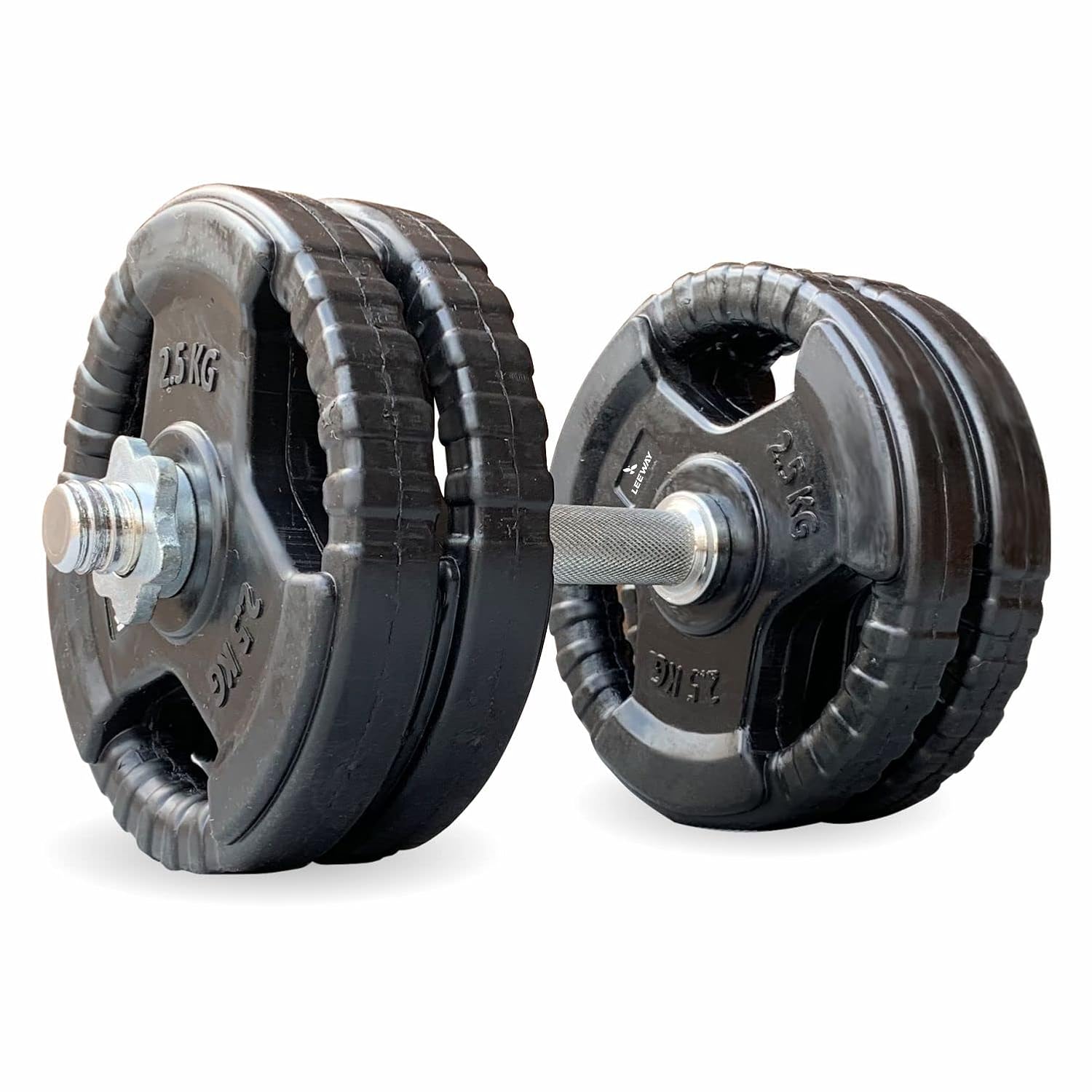 Leeway Adjustable Dumbbell 40kg, Dumbbells Set for Whole Body Workout, Metal integrated rubber weight with dumbbell rod, Adjustable Fitness Dumbbell Set for Home Gym (40kg Set (2.5X8+5X4))(Black) - Image 2