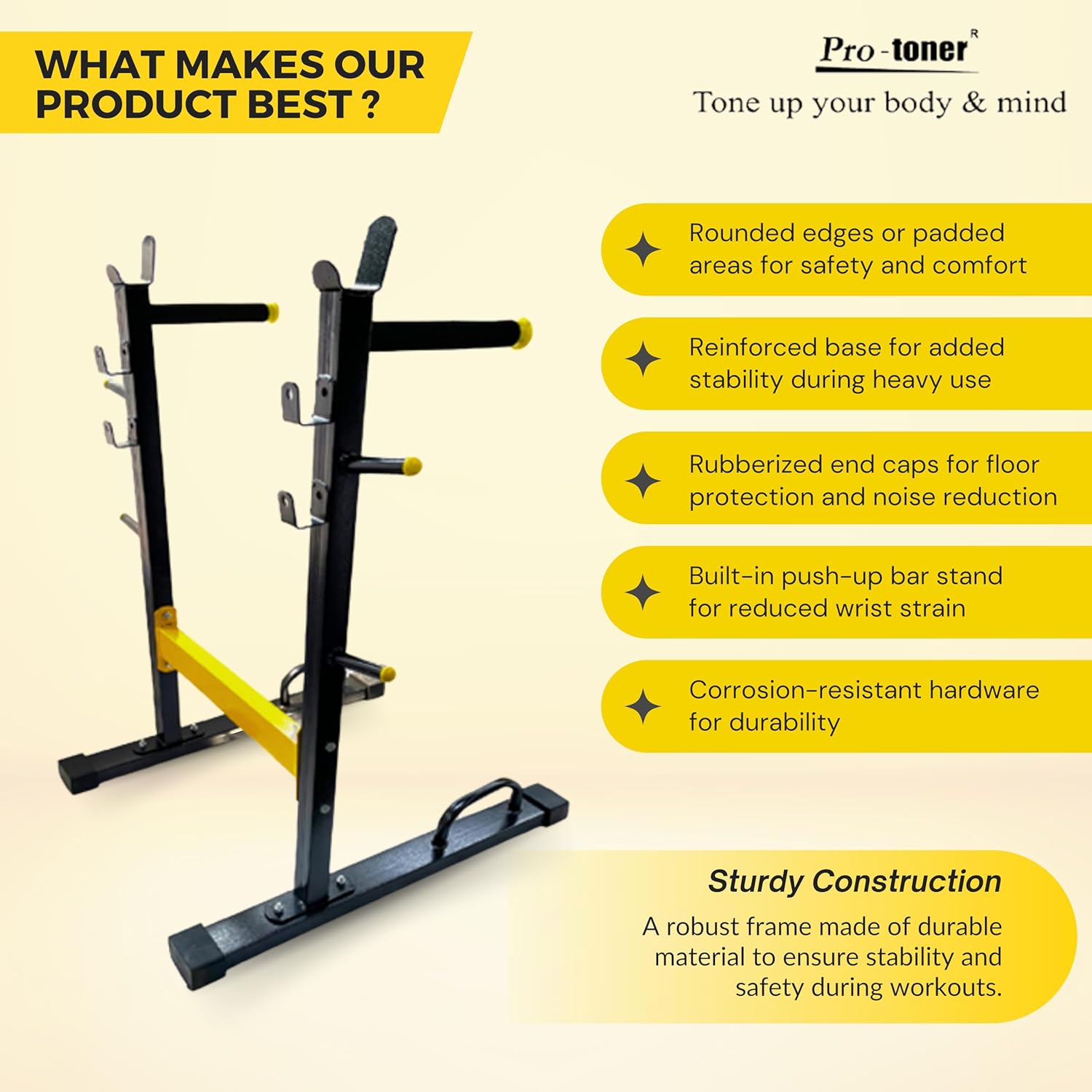 Protoner 4 in 1 Dip stand, bar holder, plate holder and push up stand for home gym fitness - Image 6