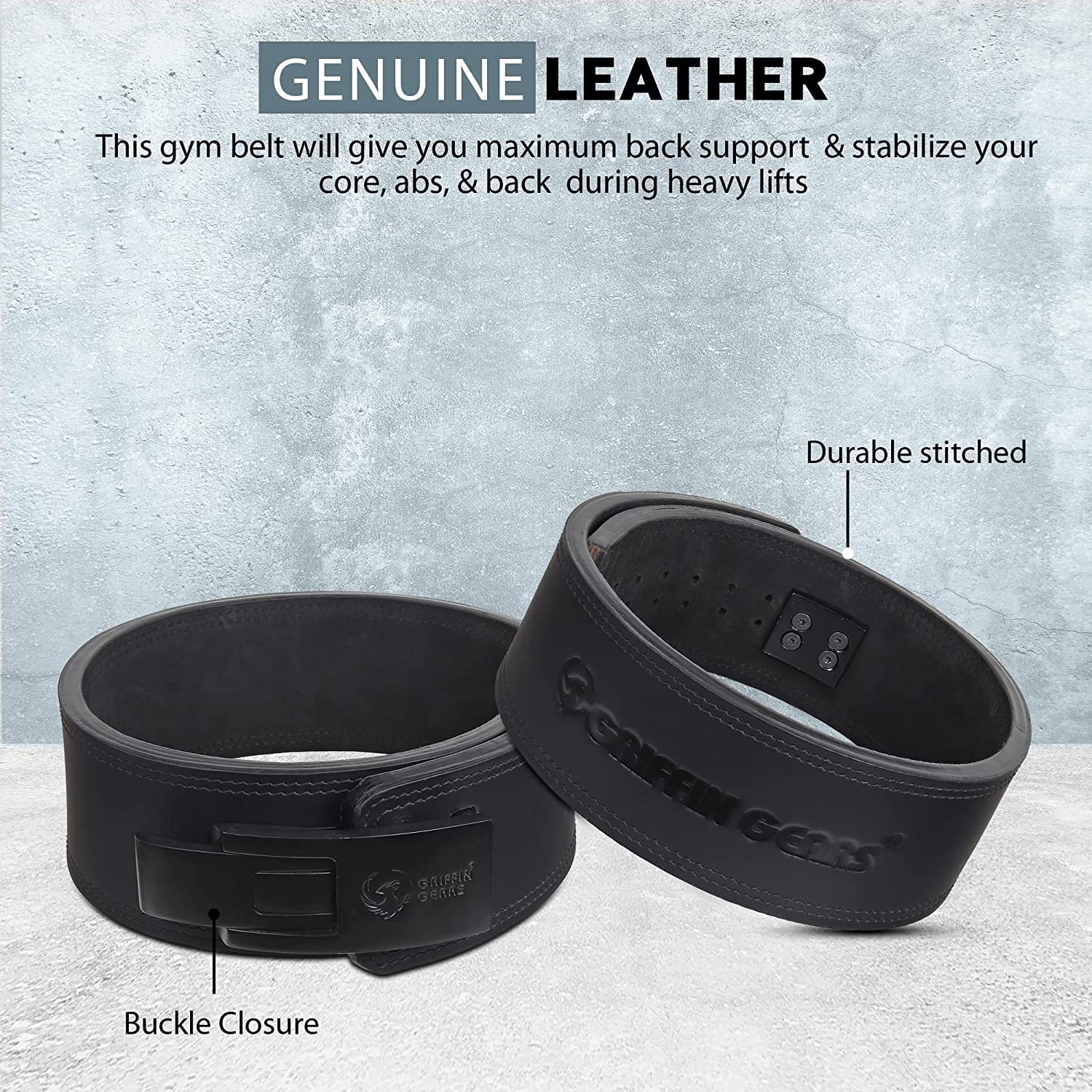 Powerlifting Lever Gym Extreme Heavy Duty Genuine Leather Belts-Squats Deadlifts Bodybuilding Weight Lifting Strongman for Men (Medium 32-41 Inch), 10MM Black) - Image 8