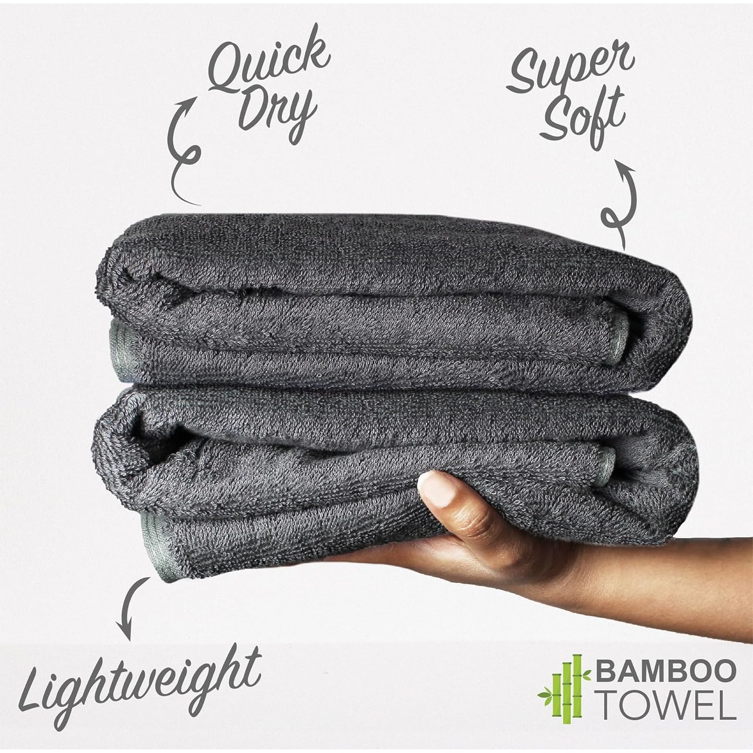 HEELIUM Bamboo Bath Towel | Lightweight & Quick Drying | Ultra Absorbent Towel | 140 x 70 cm - 400 GSM | Pack of 2 - Iris, Grey - Image 4