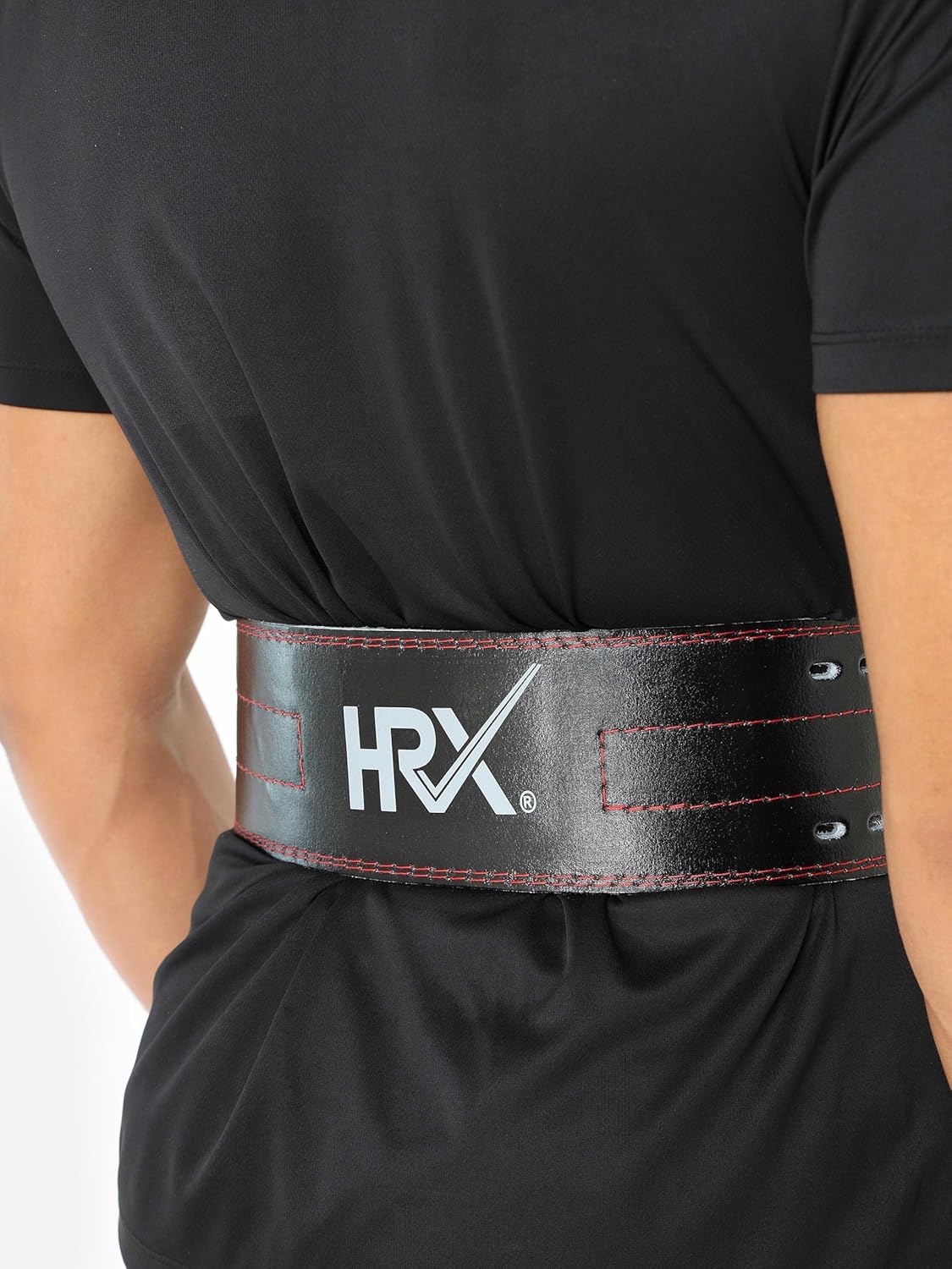 HRX Gym Belt for Weightlifting Workouts Deadlifts Powerlifts | Back Support for Exercise (HRGB02LEBKLR_Black_L) - Image 9