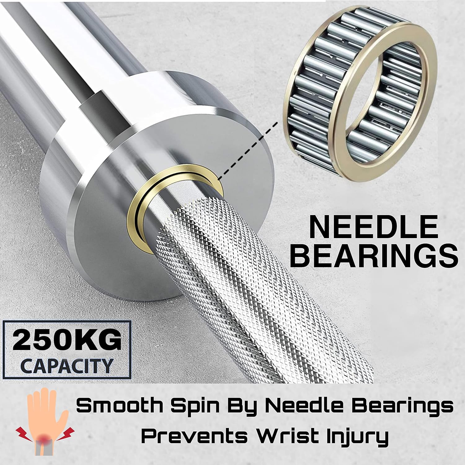 BULLAR olympic barbell 7 feet 20kg, barbell rod, olympic rod for powerlifting, olympic bar for weight lifting, with spring or clamps locks (7 feet with spring lock) - Image 5