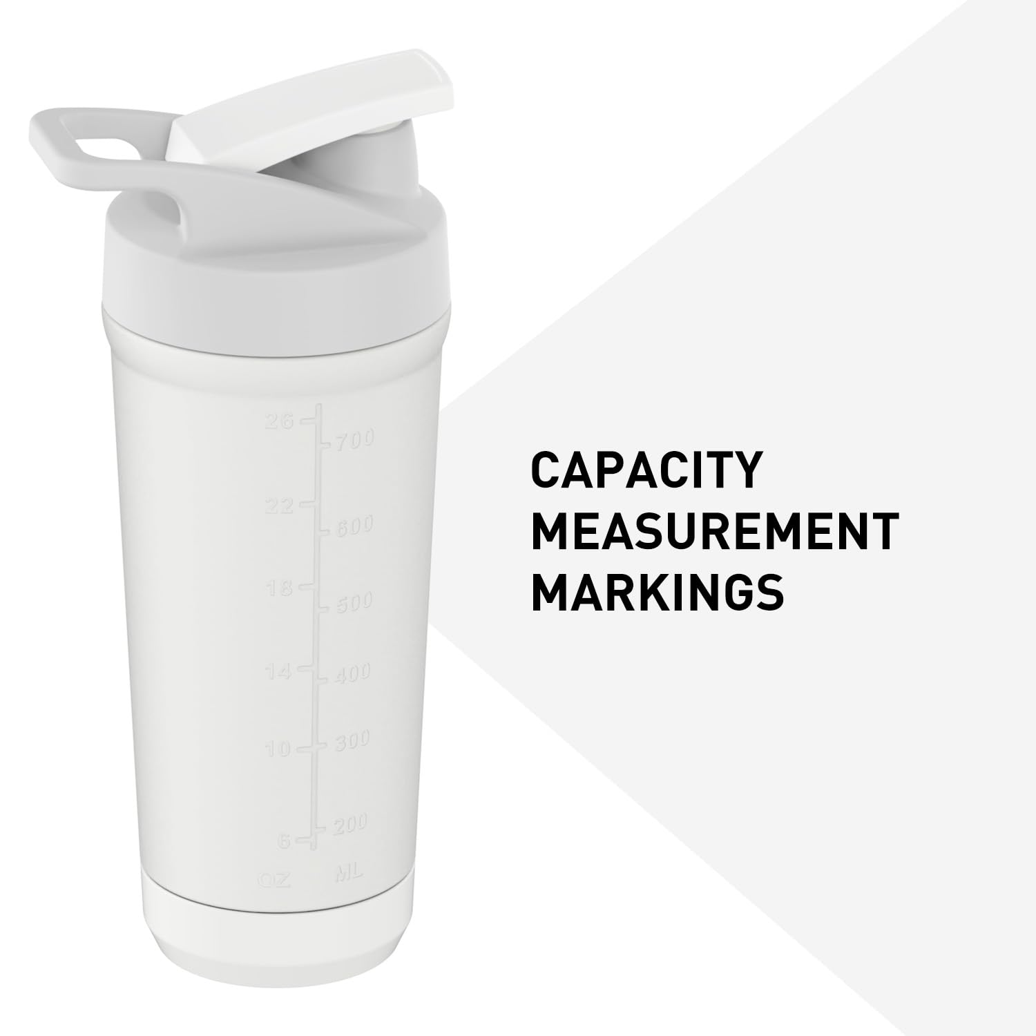 MuscleBlaze Steel Pro Shaker 700 ml with Steel Whisk, Leakproof Gym Shaker Bottle for Supplements, Pristine White - Image 6