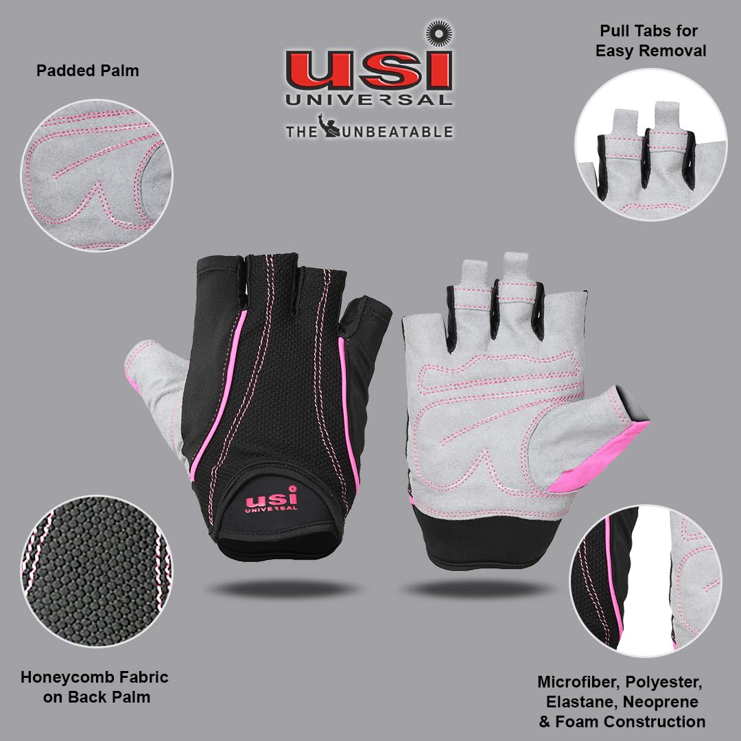 USI UNIVERSAL Gym Gloves, 733M Monarch Fitness Gym Gloves For Men & Women, Workout Powerlifting Gloves, Microfiber, Polyester, Elastane, Foam Construction (Small, Black/Purple) - Image 3