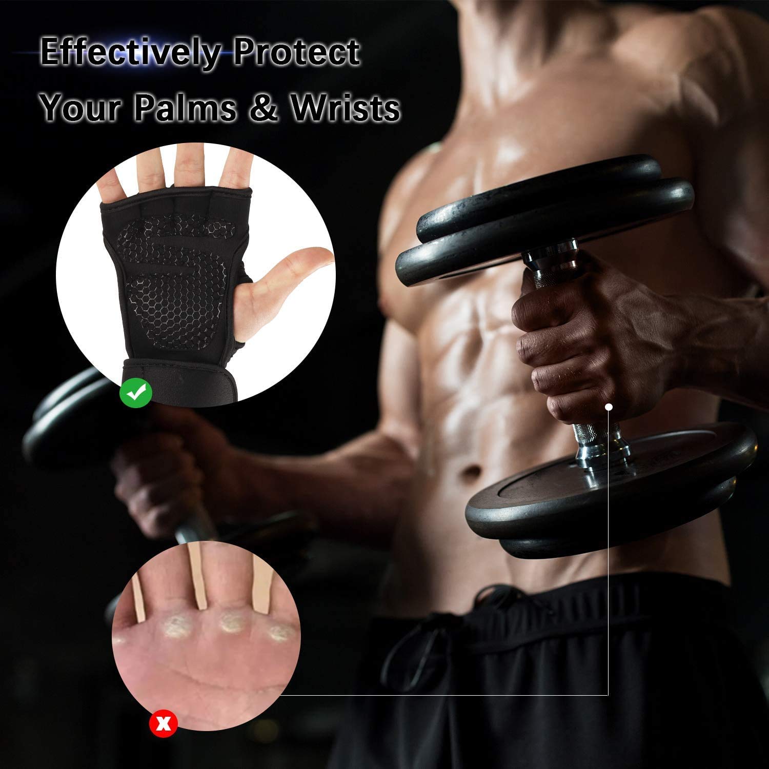 serveuttam Leosportz Workout Gloves With Wrist Support For Gym Workouts,Pull Ups,Cross Training,Weightlifting,Calisthenics,Wod- Silicone Padding - Great Hand Grip&No Calluses(Matt Black),Free Size - Image 4