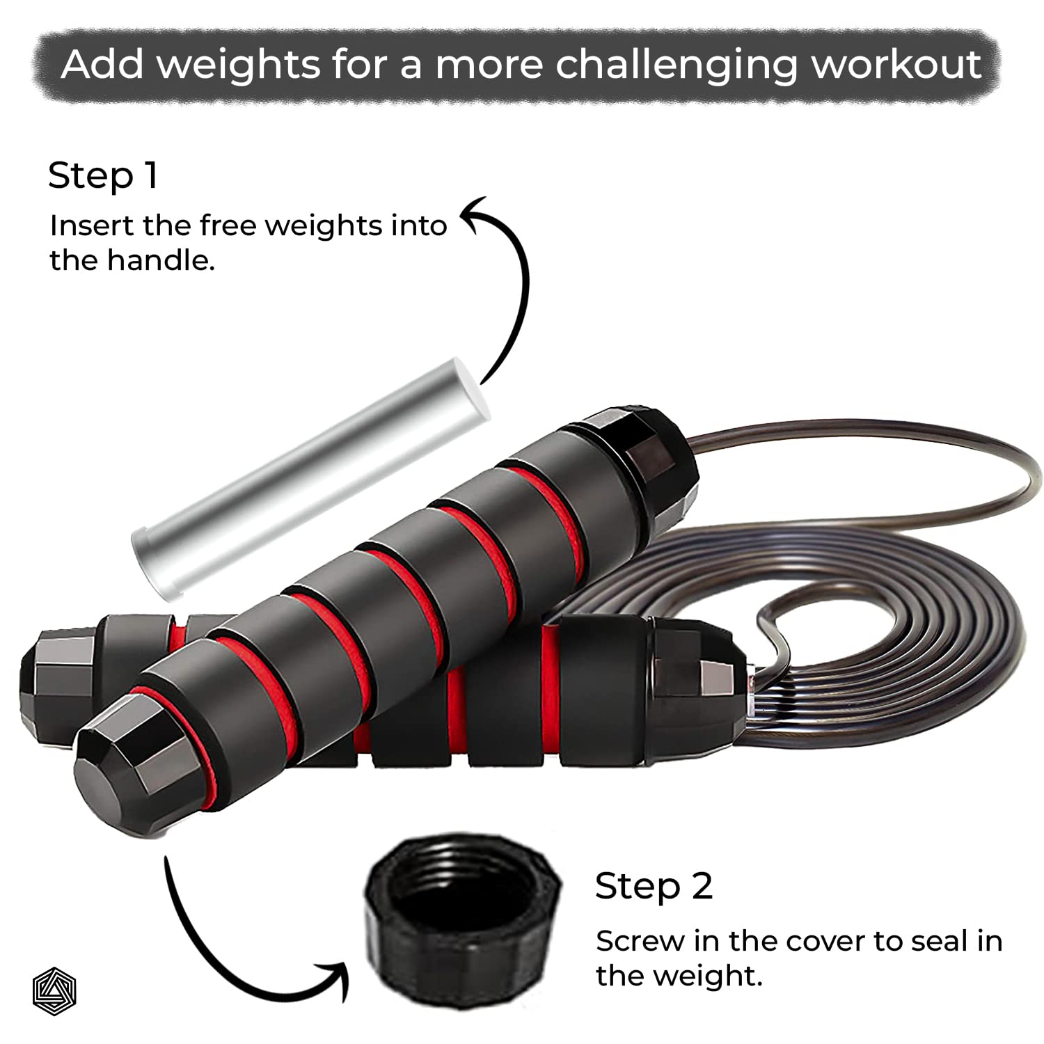 Boldfit Skipping Rope for Men and Women Jumping Rope With Adjustable Height Skipping Rope for Exercise, Gym with Weight Bars Adjustable Jump Rope with Weight Bars Polyvinyl Chlorine (PVC) - Red Black - Image 4